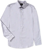 Perry Ellis Slim Fit Stretch End-On-End Long Sleeve Woven Shirt