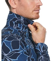 Perry Ellis Slim Fit Stretch Floral Print Long Sleeve Woven Shirt