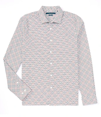 Perry Ellis Stretch Line Print Long Sleeve Woven Shirt