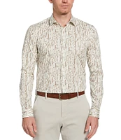 Perry Ellis Stretch Pebble Print Long Sleeve Woven Shirt