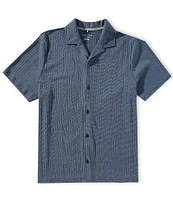 Perry Ellis Stripe Short Sleeve Woven Camp Shirt