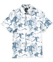 Perry Ellis Textured Leaf Print Stretch Short Sleeve Woven Shirt