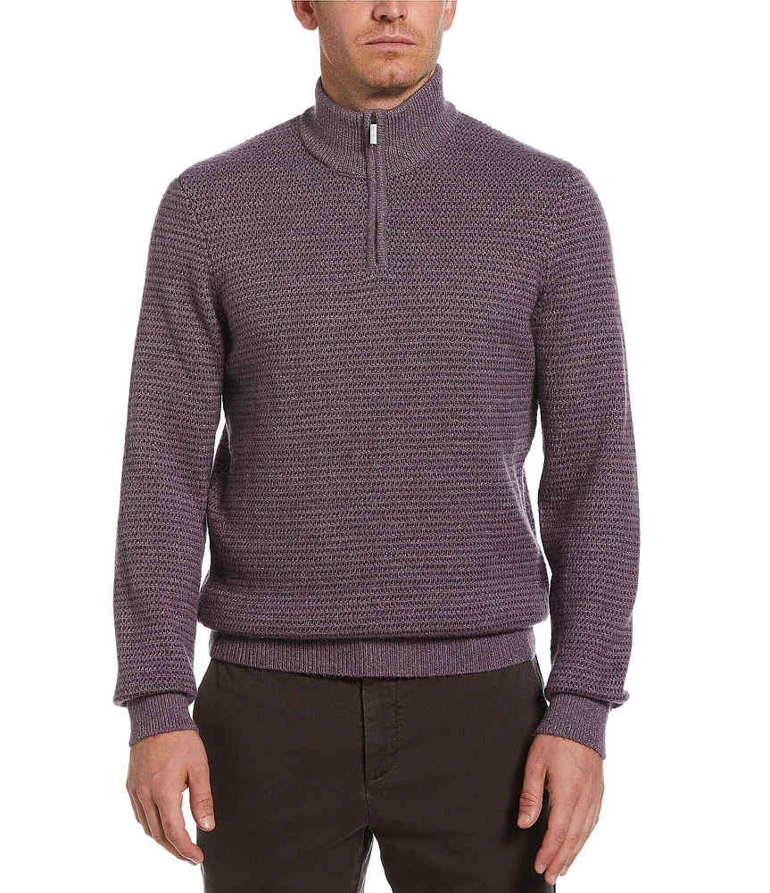 Perry Ellis Tonal Pattern Quarter-Zip Pullover