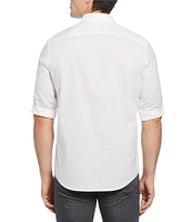 Perry Ellis Untucked Dobby Roll Sleeve Woven Shirt