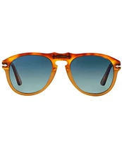 Persol Unisex PO0649 Tortoise 56mm Aviator Polarized Sunglasses