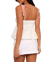 Petal & Pup Aarti Eyelet Square Neck Sleeveless Peplum Top