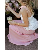 Petal & Pup Aarti Eyelet Square Neck Sleeveless Peplum Top