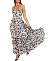 Petal & Pup Achanti Floral Print Sweetheart Neck Sleeveless Pleated Maxi Dress