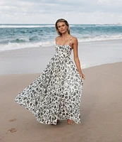 Petal & Pup Achanti Floral Print Sweetheart Neck Sleeveless Pleated Maxi Dress