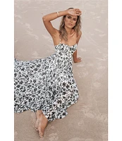 Petal & Pup Achanti Floral Print Sweetheart Neck Sleeveless Pleated Maxi Dress