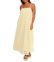 Petal & Pup Alyah Embroidered Square Neck Empire Waist Sleeveless Maxi Dress