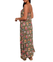 Petal & Pup Aoife Post Stamp Print Square Neck Sleeveless Maxi Dress