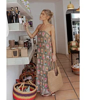 Petal & Pup Aoife Post Stamp Print Square Neck Sleeveless Maxi Dress