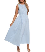 Petal & Pup Lanna Mini Gingham High Neck Ruffle Trim A-Line Maxi Dress