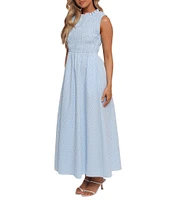 Petal & Pup Lanna Mini Gingham High Neck Ruffle Trim A-Line Maxi Dress