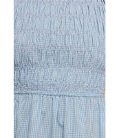 Petal & Pup Lanna Mini Gingham High Neck Ruffle Trim A-Line Maxi Dress