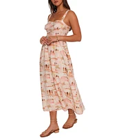 Petal & Pup Laurette Abstract Print Sweetheart Neckline Sleeveless Maxi Dress
