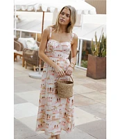 Petal & Pup Laurette Abstract Print Sweetheart Neckline Sleeveless Maxi Dress