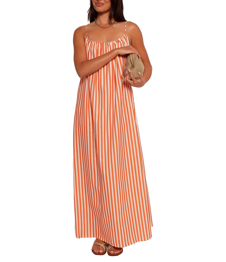 Petal & Pup Lumina Stripe Print Round Neckline Sleeveless Maxi Dress