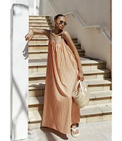 Petal & Pup Lumina Stripe Print Round Neckline Sleeveless Maxi Dress