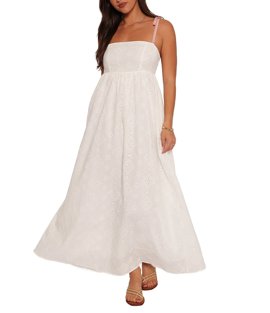 Petal & Pup Odessa Embroidery Square Neckline Sleeveless Empire Waistline Maxi Dress