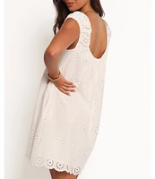 Petal & Pup Pammy Round Neckline Cap Sleeve Scallop Hemline Mini Dress