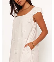 Petal & Pup Pammy Round Neckline Cap Sleeve Scallop Hemline Mini Dress
