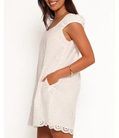 Petal & Pup Pammy Round Neckline Cap Sleeve Scallop Hemline Mini Dress