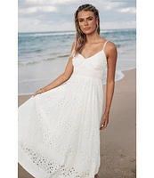 Petal & Pup Yasmin Eyelet V-Neck Sleeveless Midi Dress