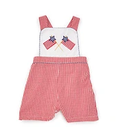 Petit Ami Baby Boys 12-24 Months Sleeveless Solid/Checked Americana Flag Shortall