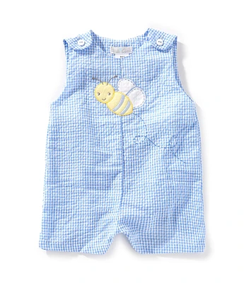 Petit Ami Baby Boys 3-24 Months Sleeveless Gingham Bumblebee Shortall