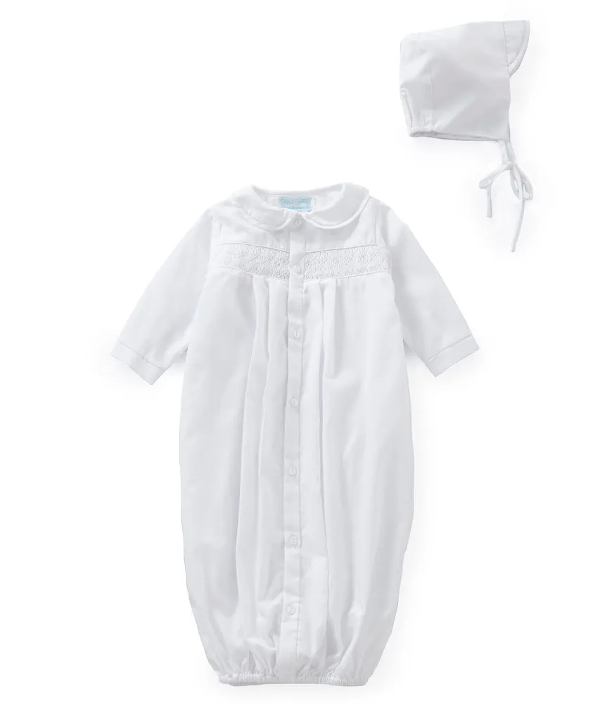 Petit Ami Baby Newborn Smocked Gown & Hat Set