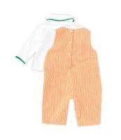 Petit Ami Baby Girls 3-24 Months Sleeveless Thanksgiving Turkey Woven Coverall & Long Sleeve Knit Top Set