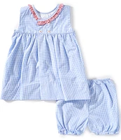 Petit Ami Baby Girls 3-24 Sleeveless Checked/American Flag Smocked Waist Fit-And-Flare Dress