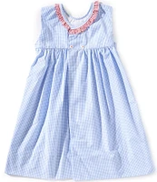 Petit Ami Little Girls 2T-4T Sleeveless Checked/American Flag Smocked Waist Fit-And-Flare Dress