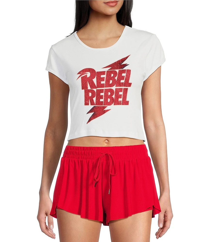 Philcos David Bowie Rebel Rebel Graphic Short Sleeve Cropped T-Shirt