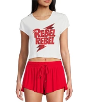 Philcos David Bowie Rebel Rebel Graphic Short Sleeve Cropped T-Shirt