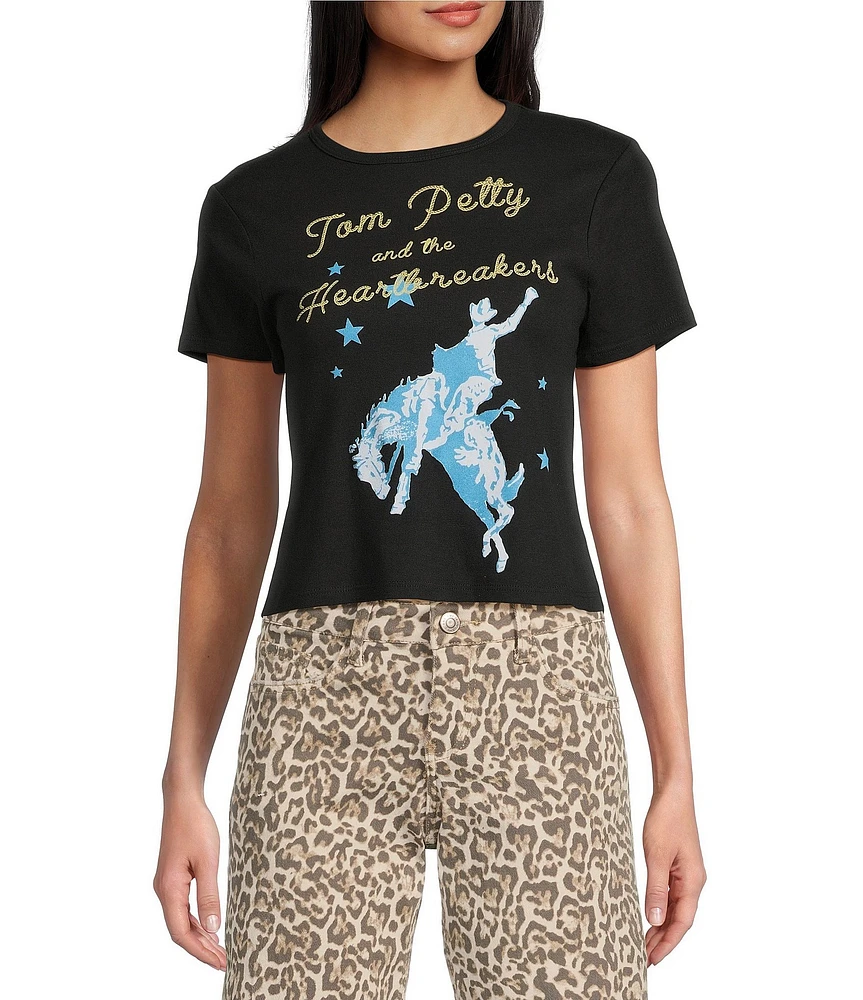 Philcos Tom Petty Horse Graphic Crewneck Short Sleeve Cropped Tee
