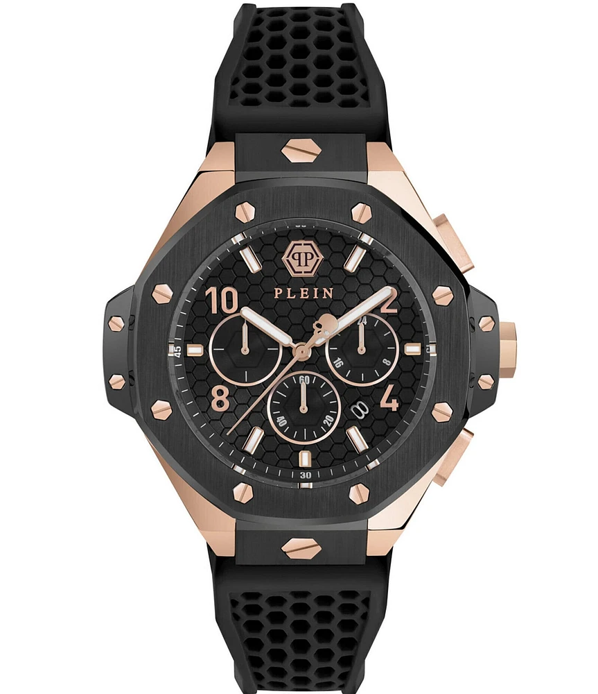 Philipp Plein Men's Chrono Royal Black Silicone Two Tone Strap Watch