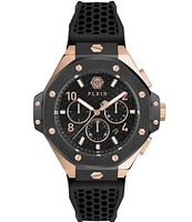 Philipp Plein Men's Chrono Royal Black Silicone Two Tone Strap Watch