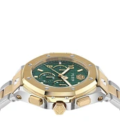 Philipp Plein Men's Chrono Green Dial Royal Two Tone Stainless Steel Bracelet Watch