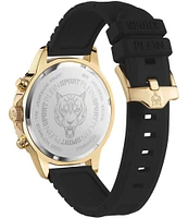 Philipp Plein Men's Glam Chronograph Gold Metal Black Silicone Strap Watch