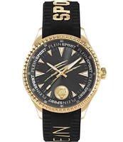 Philipp Plein Men's Lineman Analog Black Silicone Strap Gold Metal 45mm Watch