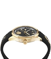 Philipp Plein Men's Lineman Analog Black Silicone Strap Gold Metal 45mm Watch