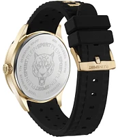 Philipp Plein Men's Lineman Analog Black Silicone Strap Gold Metal 45mm Watch