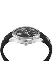 Philipp Plein Men's Lineman Analog Black Silicone Strap Silver Metal 45mm Watch