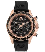 Philipp Plein Men's Nobile Racing Quartz Chronograph Black Silicone Strap Watch