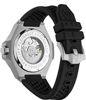 Philipp Plein Men's Plein Skeleton Royal Automatic Black and Silver Silicone Strap Watch