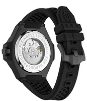 Philipp Plein Men's Plein Skeleton Royal Automatic Black and Multi Rhinestones Silicone Strap Watch