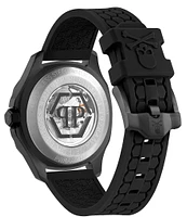 Philipp Plein Men's Skeleton Spectre Automatic Solid Black Silicone Strap Watch